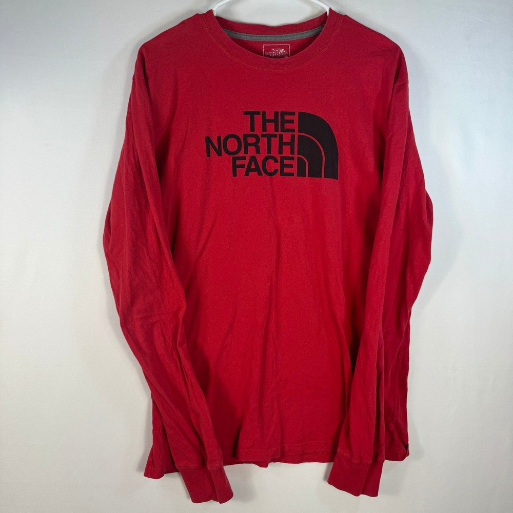 The North Face Mens Long Sleeve Graphic Logo T-Shirt Red Size Large NF0A3NSR